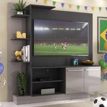 Imagem de Estante+Painel Tv 55" E França Br2473 Preto/Lacca Fumê