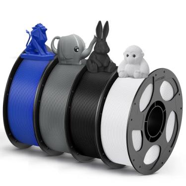 Imagem de ANYCUBIC Pacote de filamento PETG de 1,75 mm, filamento de impressora 3D, precisão dimensional +/- 0,02 mm, resistência excepcional, carretel reutilizável de 1 kg, 4 kg preto + branco + textura cinza