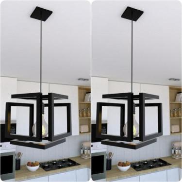 Imagem de Kit 2 Pendentes Luminária Infinity Industrial Preto - MetalCromo