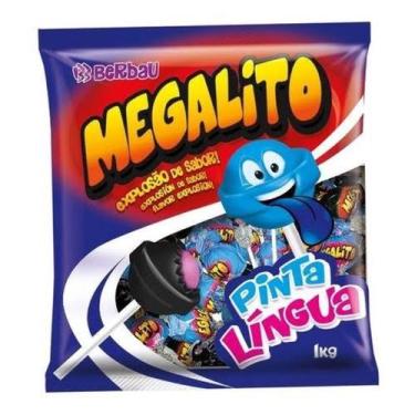 Imagem de Pirulito MEGALITO Pinta Língua 1Kg Com 50 unidades - Berbau
