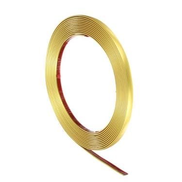 Imagem de HARFINGTON Moldura de acabamento de parede de 5 m x 1 cm, moldura de acabamento em PVC flexível para parede, teto, piso, armário, azulejo, borda, bordas, espelho, ouro fosco