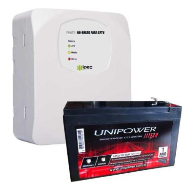 Imagem de Fonte Carregadora Nobreak Cftv Alarme Bivolt 12v 2a + Bateria 12V 7AH 