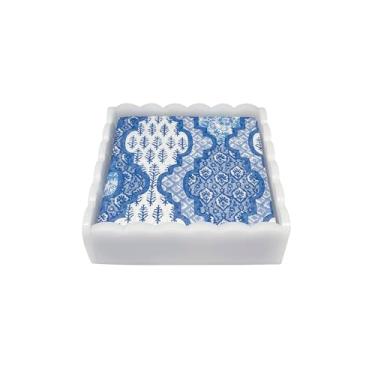 Imagem de MARIPOSA CONJUNTO DE CAIXA DE COCKTAIL COCKTAIL PROVENCAL DE ALGODÃO AZUL BRANCO | BRILANTE | PRESENTES | CAIXA DE NAPKIN E CONJUNTO DE PESO | ACRÍLICO | FEITO À MÃO NO MÉXICO