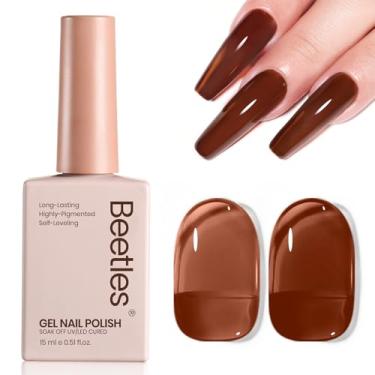 Imagem de Esmalte Beetles Brown Gel – 15 ml Mocha Brown Jelly Natural Fall Gel Esmalte Corretivo Transparente Efeito Translúcido Absorver UV Mocha Mist Coleção Arte de Unhas Francesa Presente de Manicure para