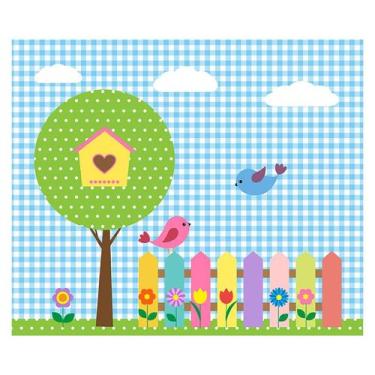 Imagem de Papel de Parede Adesivo Infantil Jardim Passarinhos Bebe Quarto - 513p