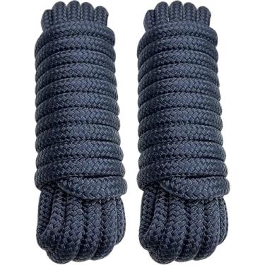 Imagem de Linhas de doca de 5/8 polegadas x 4,6 m, cordas de nylon trançadas duplas para ancoragem e ancoragem, linha de doca de grau marítimo com um olho de 38 cm, laços de doca de corda marinha premium - azul