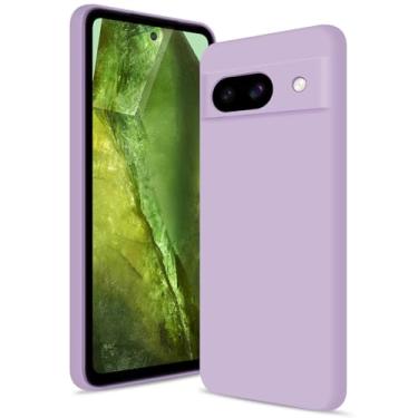 Imagem de Btstring Capa para Google Pixel 8A, capa de silicone com proteção melhorada para a câmara, capa fina à prova de impactos, forro de microfibra suave anti-riscos, violeta