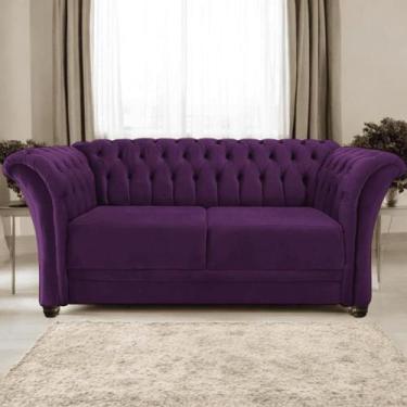 Imagem de Sofá Recamier Divã Chesterfield 185cm Sofia Suede Roxo Capitonê- MABE 