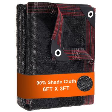 Imagem de Pano de sombra ao ar livre 1,5 x 8,2 m para pátio planta de jardim com ilhós, 90% protetor solar, cobertura de sombra de malha para varanda, estufa, galinheiro, cão, canil, preto