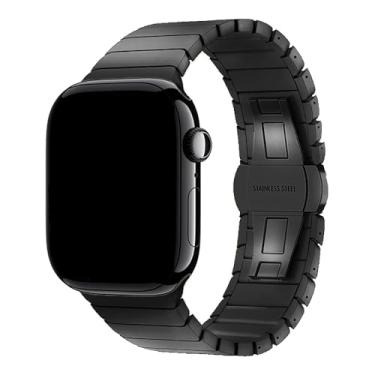 Imagem de Pulseira Aço Inoxidável Elos Fecho Borboleta Preto 38mm, Compatível com Apple Watch