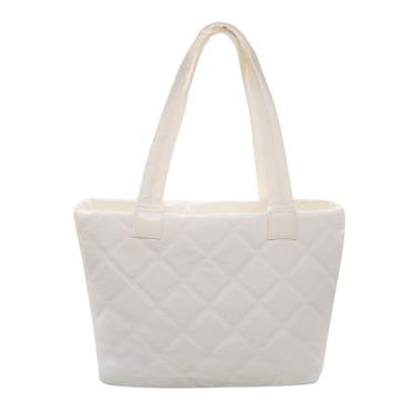 Imagem de Long Keeper Bolsa de ombro feminina acolchoada leve com zíper e bolsa de trabalho para academia de viagem (bege)