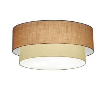 Imagem de Plafon Duplo Cilíndrico Vivare Md-3024 Cúpula Em Tecido 60x50cm - Bivolt Palha-bege