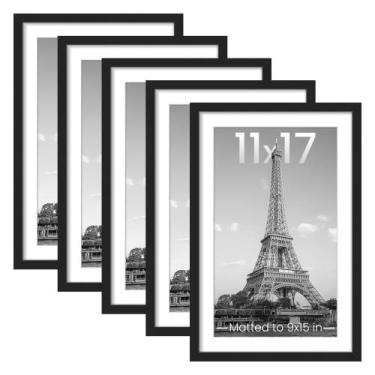 Imagem de Porta-retratos upsimple, conjunto de 5 pretos para 11x17 - upsimples