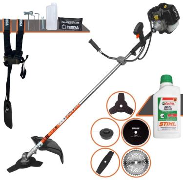 Imagem de Aparador de Grama Profissional À Gasolina Terra GRH430 43cc 1,7HP 6.500rpm Roçadeira Multifuncional Lateral Com 6 Opões de Cortes + ÓLEO STIHL 2T