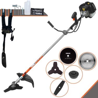 Imagem de Roçadeira Lateral Terra GRH-430 À Gasolina Motor 2T 43cc 1,7HP 6.500rpm Robusta e de Alta Performance Com Carretel de Nylon e Kit 4 Lâminas de Cortes