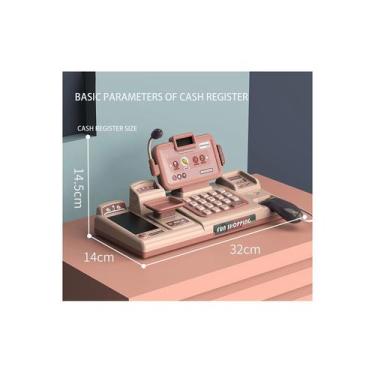 Imagem de Caixa registradora de brinquedo rosa com 25 acessórios - Lightbek Offi