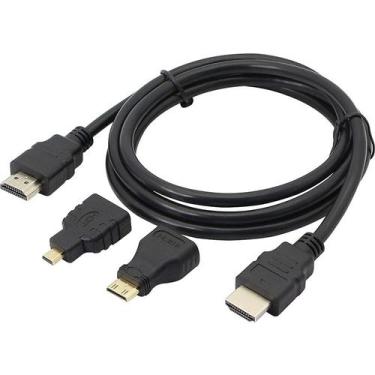 Imagem de Cabo HDMI 3 em 1 compatível com micro HDMI para HDMI 1,5 m - Lightbek 