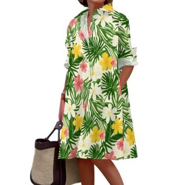 Imagem de Camiseta Medlor 2025, verão, manga comprida, estampa floral, feminina