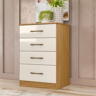 Imagem de Cômoda com 4 Gavetas 61x90cm Ms913 Moval Cor:Freijó/Off White