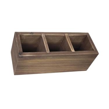 Imagem de Baoblaze Organizador de mesa, porta-canetas de madeira, organização de escritório, armazenamento de mesa, suporte de controle remoto de madeira para escritório, Marrom Escuro