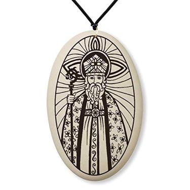 Imagem de Touchstone Pottery Medalha de São Nicolau de Myra em cordão trançado | Patrono de crianças, pessoas pobres, recém-casados, casamentos felizes e fabricantes de brinquedos