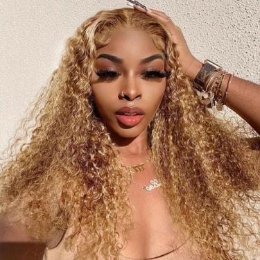 Imagem de Peruca HIRIREMY Deep Wave BOB 18" Ombre Highlight 4/27 13x4 HD