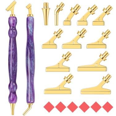 Imagem de Caneta de pintura de diamante alternativa para artesanato DIY, 2 peças de acessórios de pintura de diamante de combinação de resina, 12 peças de ponta de caneta de liga com design de 45° Wish 6