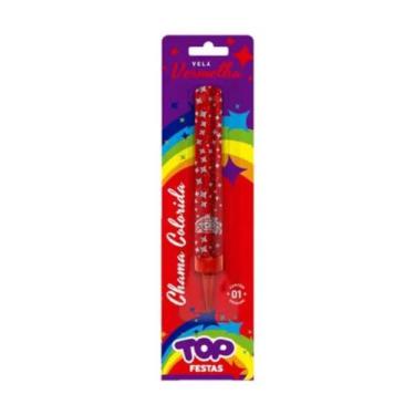 Imagem de Vela vulcão com chama colorida para aniversário - Top Festas, Vermelha