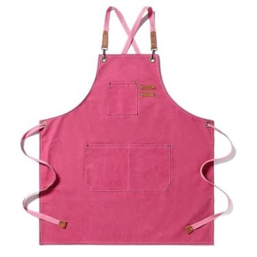 Imagem de Avental de trabalho para chefs, ceramistas, padeiros, bartenders, design unissex, alças ajustáveis, três bolsos grandes, ideal para cozinhar, assar, artesanato, mistura, versátil, adequado para homens