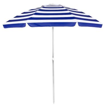 Imagem de Guarda Sol 2,4 Metros Alumínio Praia Piscina Lillos Pet (Azul/Branco Listrado, 2,4 M)