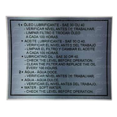 Imagem de Placa Instrução Yanmar Agritech Lubrificante - Água - FELIPEÇAS