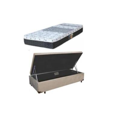 Imagem de Conjunto Cama Box Baú Solteiro + Colchão Castor Molas Class 88x188x67,