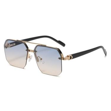 Imagem de Óculos de sol de metal para ciclismo masculino, meia armação, estilo pregos de arroz, casual, tendência, personalidade, retrô, moda, esportes ao ar livre, 02, óculos de sol