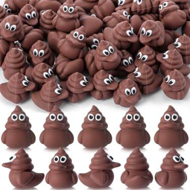 Imagem de Chunful 50 peças de mini bonecos de pato de cocô pequeno, bonecos de pato e cocô falso, clássico, marrom, borracha, para brincadeiras, esconderijos, sacolas de brindes, suprimentos de festa para