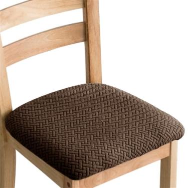 Imagem de Capas de assento para cadeira de jantar em jacquard elástico durável, removível e lavável, almofada elástica para cadeir