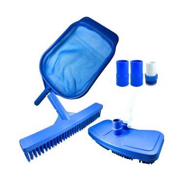 Imagem de Kit Limpeza Para Piscina De Alvenaria E Fibra - Aspirador + Escova + Peneira + Bocal + Adaptador
