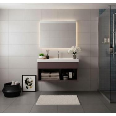 Imagem de Armário Para Banheiro 60Cm Mdf Com Cuba - Zoff Gianduia - Riverzza