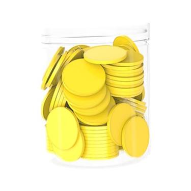 Imagem de Esquirla Discos de fichas de contagem de materiais manipulativos matemáticos de 1 polegada, 100 peças, multifuncionais e resistentes com caixa de armazenamento, Amarelo