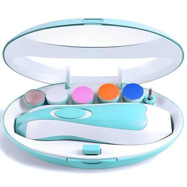 Imagem de Cortador Aparador Kit Lixa De Unha Bebê 6 em 1 Elétrica Silencioso Com Luz LED Para Recém Nascido Até Adulto Seguro