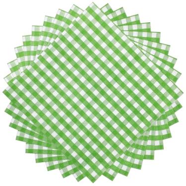 Imagem de Tatuo Guardanapos de papel guingão verde e branco com 100 folhas de guardanapo xadrez descartável a granel 33 x 33 em guardanapo xadrez clássico de búfalo 3 camadas para jantar, piquenique, churrasco