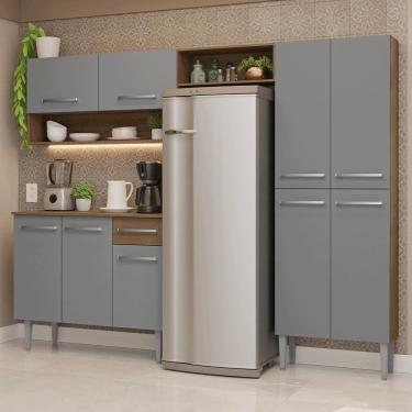 Imagem de Armário De Cozinha Completa 229cm Rustic-cinza Emilly Madesa 017