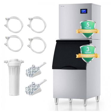 Imagem de Máquina de Gelo Comercial COTLIN 200 kg 24H com Depósito de 159 kg, Compressor SECOP, Gelo Pronto em 515 minutos, Filtro de Água