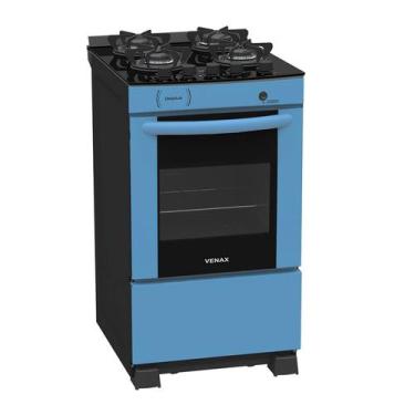 Imagem de Fogão a Gás Delplus Vítreo 4 Bc Azul GLP Venax, Bivolt