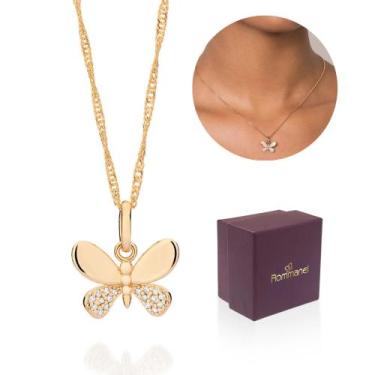 Imagem de Melhor Presente Feminino Colar + Pingente Borboleta Rommanel Banhado O