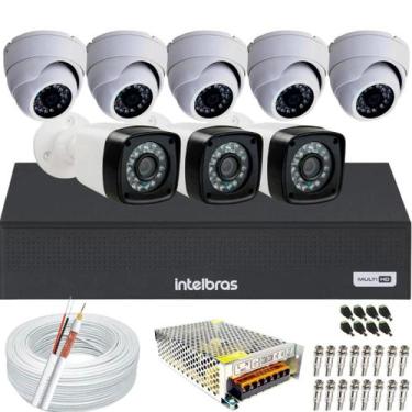 Imagem de Kit cftv 8 câmeras de segurança infravermelho full hd dvr 8ch Intelbra
