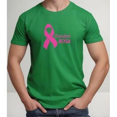 Imagem de  Camiseta Camisa Algodão Feminina Masculina  Campanha Outubro Rosa Pre
