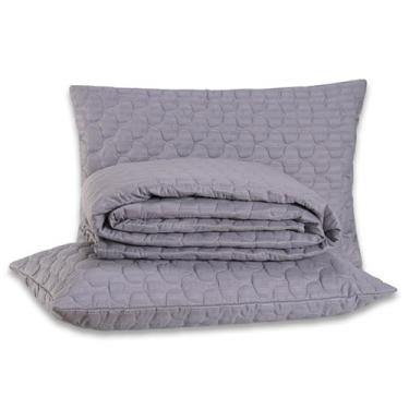 Imagem de Kit Cobre Leito Colcha CASAL Mônaco Fitado Percal Soft 300 Fios com Fr