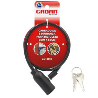 Imagem de Trava Cabo Aço Cadeado Bicicleta Bike Moto Segurança- 2 chaves - Gadan
