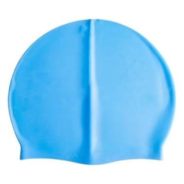 Imagem de Touca para Natação de Silicone Impermeável Swimmer Lisa Adulta Juvenil (Azul Claro)