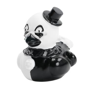 Imagem de Estátua de pato palhaço de alma quebrada de resina punk pequena personagem de filme de terror estatuetas colecionáveis, ornamentos decorativos de pato de desenho animado para presentes de escritório